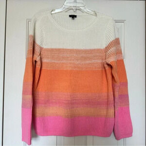Talbots | Women's Cotton Vivid Pink Ombre Summer Sweater